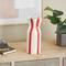 12" White & Red Stripes Round Decorative Ceramic Vase